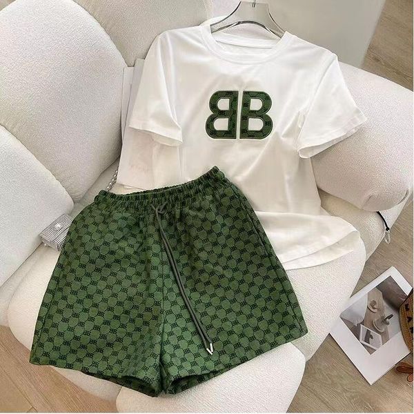 

fashion womens tracksuits celebrity temperament short sleeve t-shirt women summer shorts holiday casual wear two-piece set2023, Gray