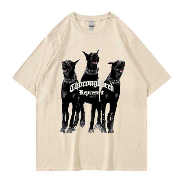 

men's t-shirts harajuku t-shirt men's 2022 summer dog letter printed t shirt hip hop streetwear cotton loose tees t230103, White;black