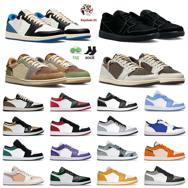 

1s lows basketball shoes jumpman 1 black phantom ts x fragment voodoo reverse mocha bred toe black white unc light smoke grey pine green tra