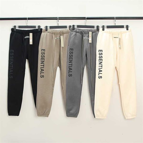 

american high street essentials season double thread gluing feel large letter pants men, Black