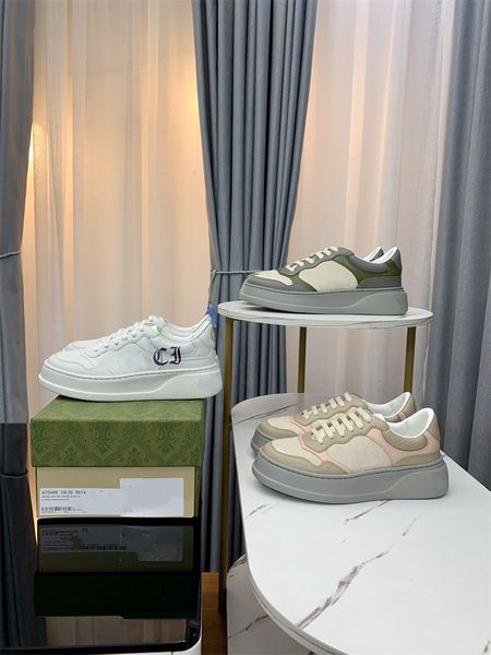 

designer sneakers women men casual shoes fashion shoe platform trainers leather rubber sloe running shoe with box, Black