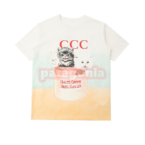 

men womens round neck t shirt designer mens short sleeve tees couples cat printing asian size s-xl, White;black