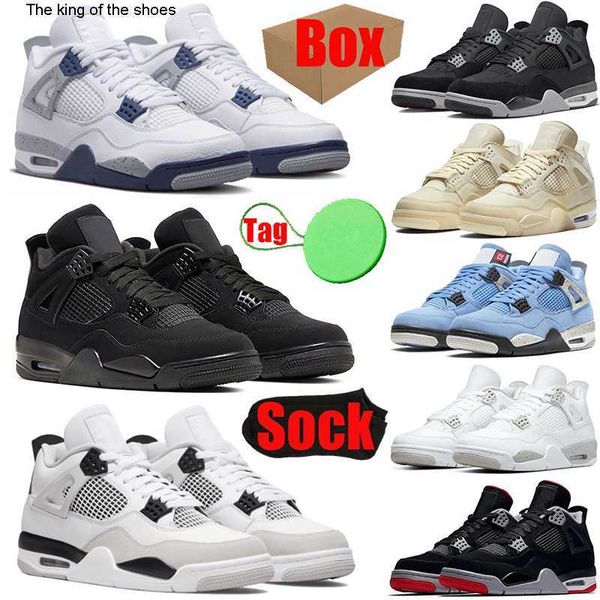 

2023 og with box 4 4s mens womens basketball shoes jumpman military black cats canvas sail white oreo university blue fire red thunder bred