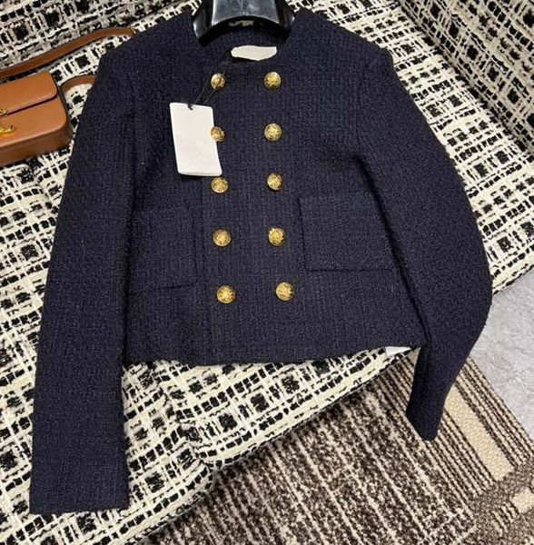

cel women's brand jacket ootd new women autumn winter fashion jacket logo high-end metal buckle tweed jacket casual spring coat cardiga, Black;brown