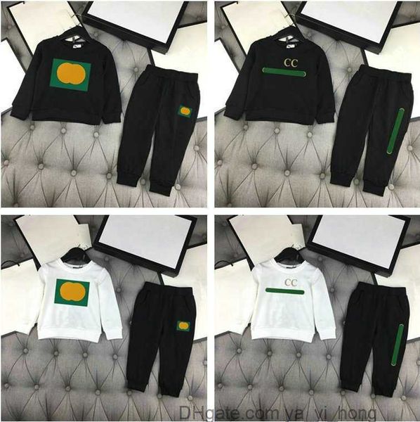 

2-11 years children's clothing sets baby boys girls garment autumn winter pattern designer brand cotton sweater suit kids coat pants ya, White
