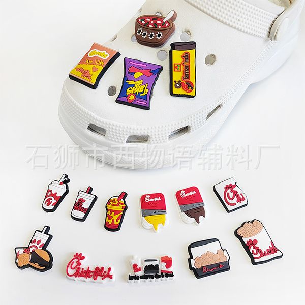

anime charms wholesale childhood memories drink food noodles cartoon charms shoe accessories pvc decoration buckle soft rubber clog charms f, Blue
