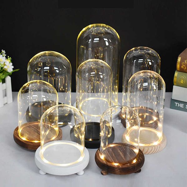 

dome display scented candles clear cloche glass bell jar with wood base multiple size decoration for candle 0103