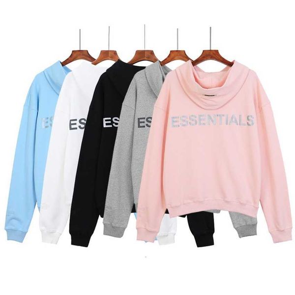 

hoodie jacket reflective letters on the back chao brand essentials double line men's and women's hooded sweater, Black;brown