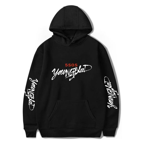 

be well received fashion youngblood hoodie casual pullover streetwear hip hop sudadera hombre female youngblood 5sos hoodie1858, Black