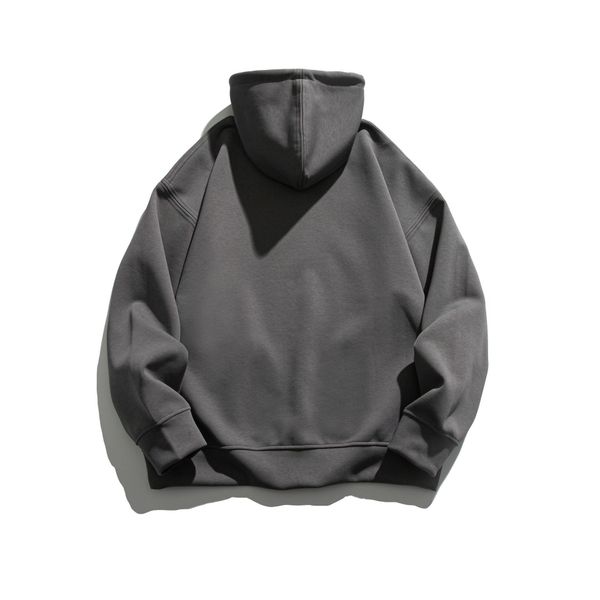 

men's hoodies & sweatshirts american heavy tide brand plus velvet hoodie thickened solid color fall shoulder coat, Black