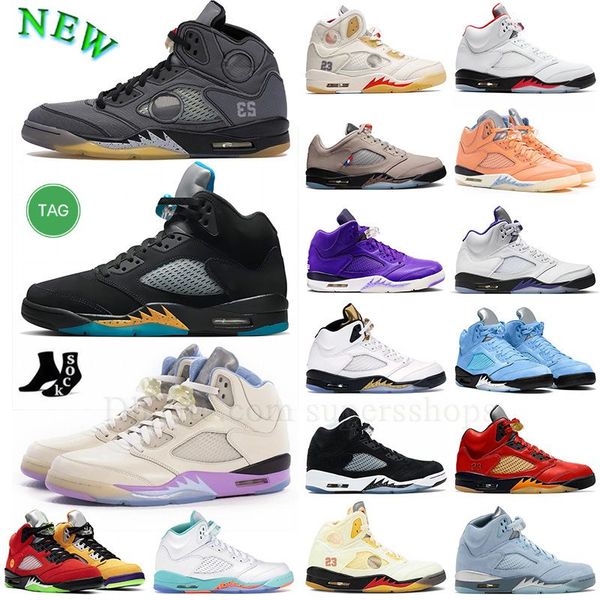 

og 5s basketball shoes jumpman 5 2023 designer white sail psgs pumice khaled x we the court purple green bean concord aqua alternate bel-air
