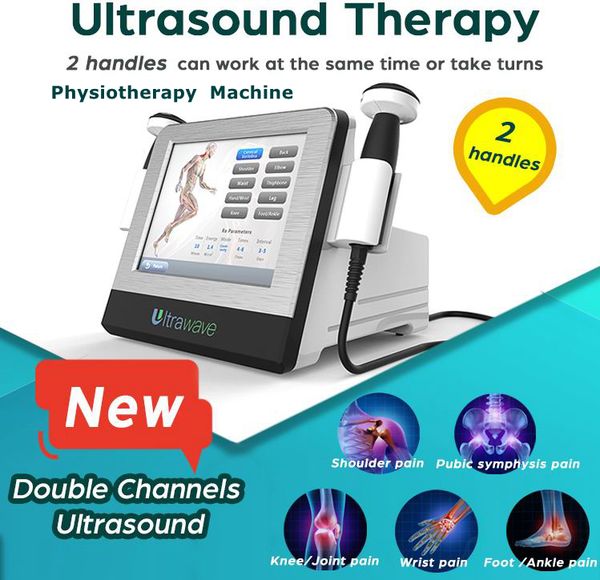 

2 handles other massage items double channel ultrasound shockwave physical therapy equipments pain relief treatment ultrawave physiotherapy