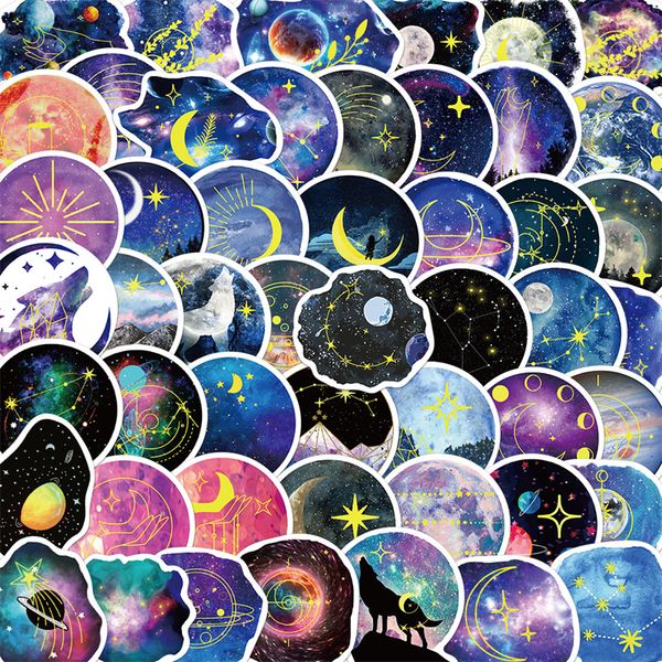 

50pcs beautiful moon planet stickers moonlight starry sky galaxy graffiti stickers for diy luggage lapskateboard motorcycle bicycle sticker
