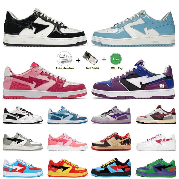 

2023 bapesta baped designer casual shoes platform sneakers bapestas sk8 sta patent black white camo pink plate-forme men women trainers