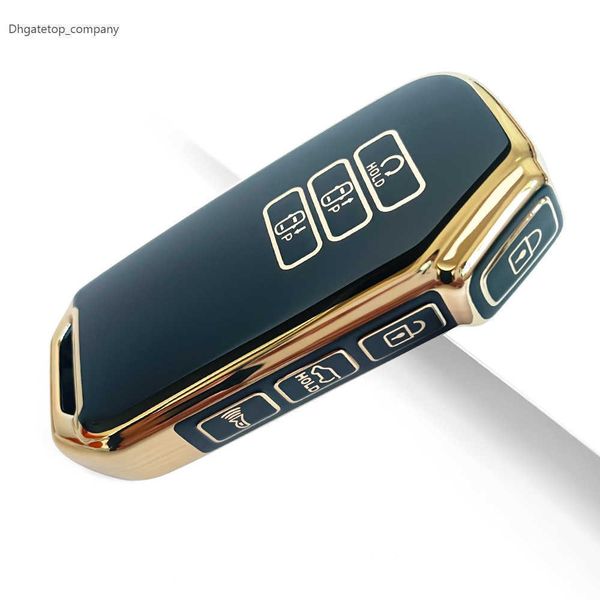 

new 7 button tpu car remote key case cover shell for kia sorento mq4 2020 2021 gold edge key shell keychain keyring