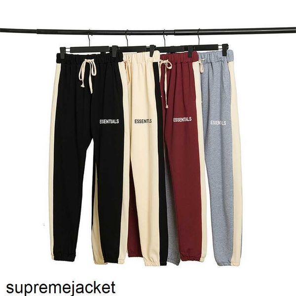 

feel double line essentials letter stitching men's and women's fashion high street pants, Black
