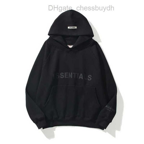 

men's luxury sweatshirts ess jackets hoodies men women letter essentials pullover hooded street hip hop sweatshirt sweater hoodie casua, Black