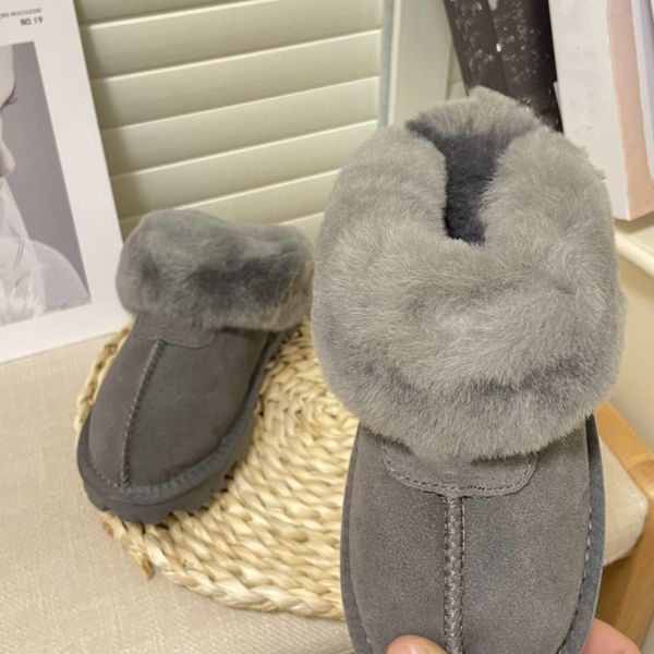 

new designer woman fluffy slippers fashion luxury warm memory foam suede plush shearling lined slip on indoor outdoor clog house women sanda, Black