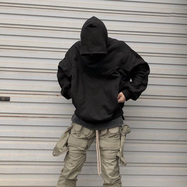 

22fw classic splice solid color hoodies men's women trend autumn winter pullover sweater high street fashion casual hooded sweatshirt t, Black