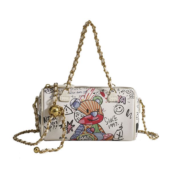 

designer bag bear graffiti lady's s chain mobile phone shoulder bags simple small square women's luxury handbags for women 2023