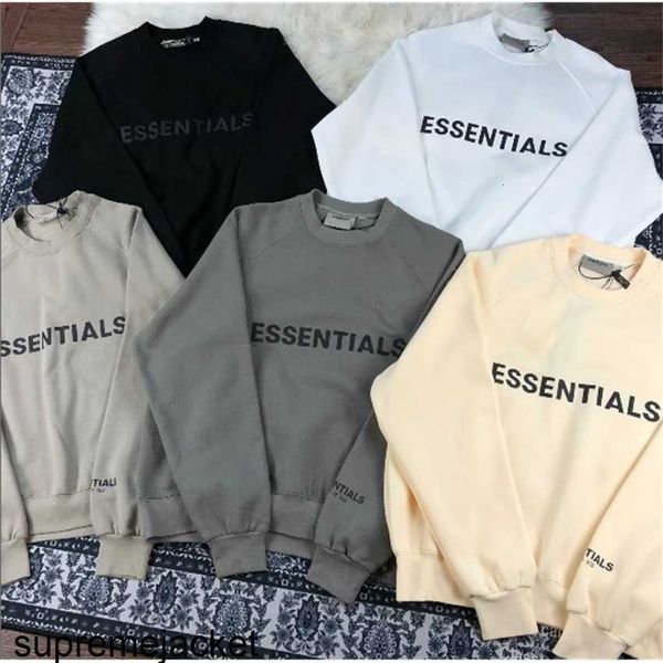 

hoodie jacket double thread essentials chest letter round neck sweater for men and women high street loose fashion, Black;brown