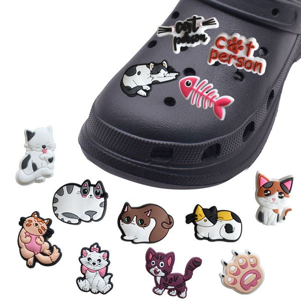 

anime charms wholesale childhood memories cats kitten funny gift cartoon charms shoe accessories pvc decoration buckle soft, Blue