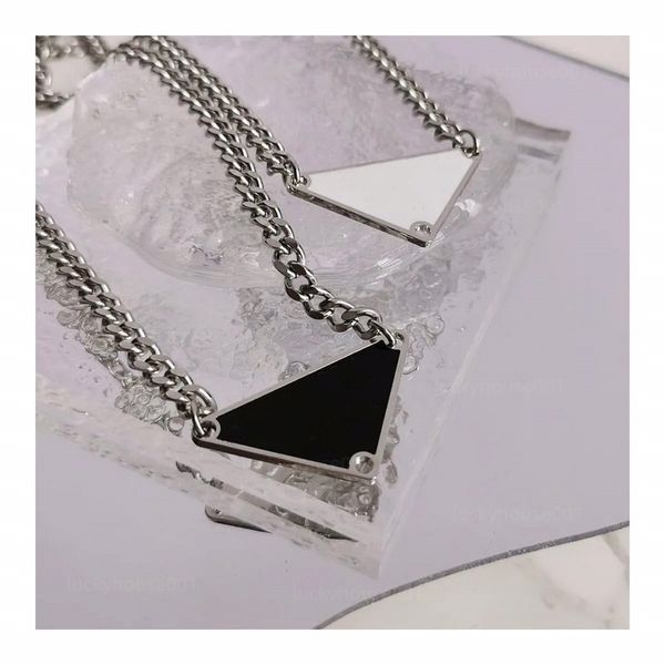 

deluxe charm p letter necklace womens stainless steel inverted triangle pendant designer neck jewelry party gift womens hip hop accessories, Silver