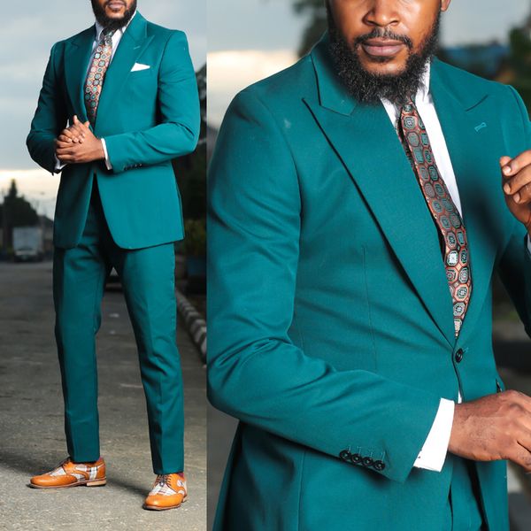 

arrival chic green men wedding tuxedos plus size custom made one button formal evening prom pants suits 2 pieces, Black;gray