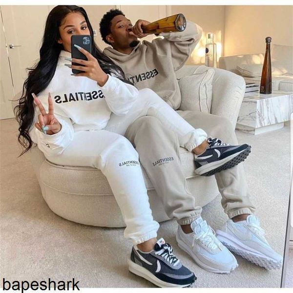 

hoodie jacket feel essentials high street raglan sleeve letter hooded sweater for men and women, Black;brown