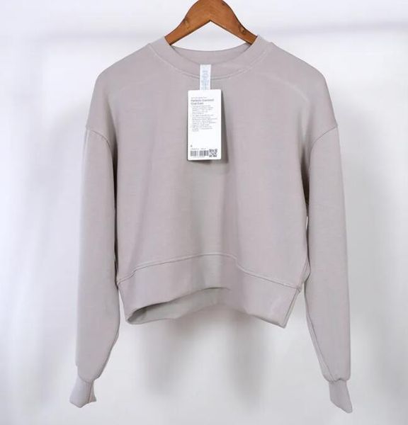 

lululemens women yoga outfit sweatshirts hoodie loose long sleeve crop fitness workout high elasticity crew neck sweatshirts gym running