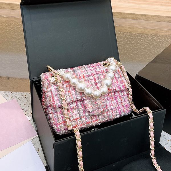 

ccity flap 23ss classic tweed crossbody bags handbags france brand fashion pearl handle quilted matelasse chain shoulder bag totes luxury de