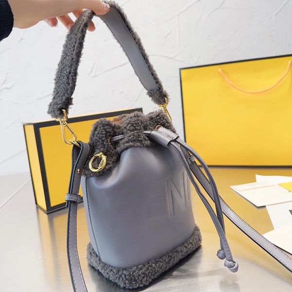 

bags totes handbag designer bag women classic imitation famous brand plush leather letter splicing one shoulder bucket bag fashion style par