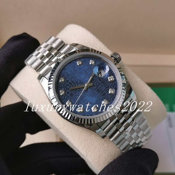 

womens mens watch 36mm automatic cal.3235 movement unix men's black silver pink blue eta diamond jubilee dial steel bracelet ref.126234, Slivery;brown