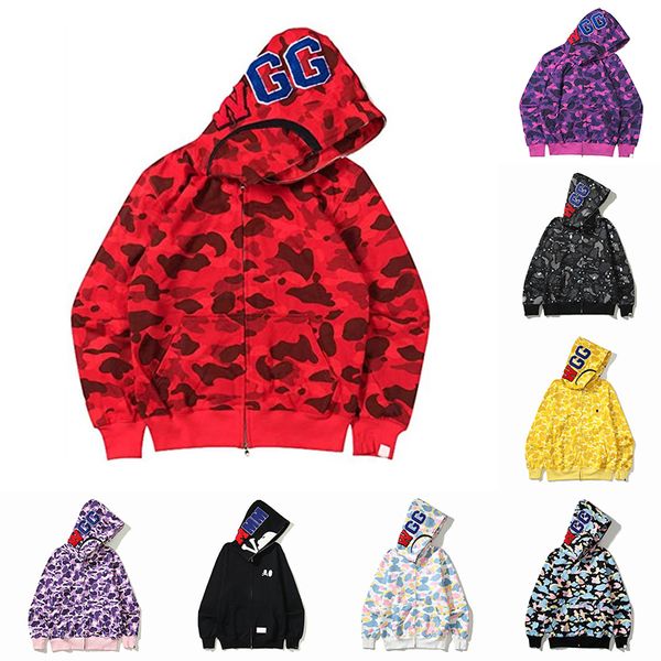 

2023 trendy style shark hoodies mens womens fashion men deisigners hoody stylist cartoon sharks printing jacket man casual, Black