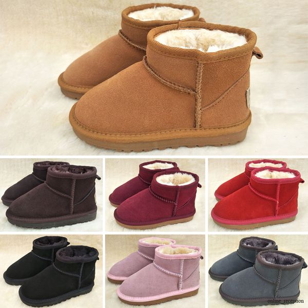 

classic mini boots kids uggi shoes 022 sell real australia 528 high-quality kid boys girls children baby warm snow boots teenage students wi, Black