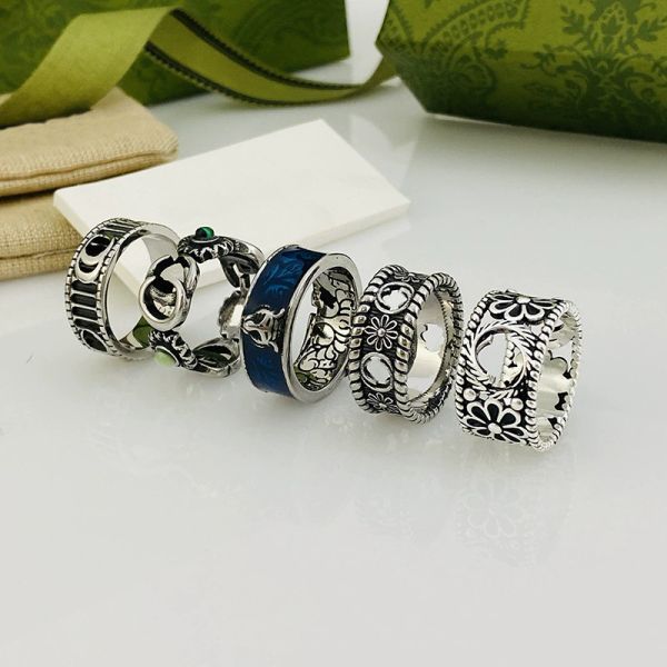 

love g ring designer heart band rings for women mens jewelry luxury fashion gold silver rose colors stainless steel lady party with green bo