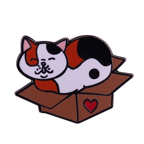 

cute sleeping cat pin carton kitty if i fits i sits fun animal lover addition, Blue