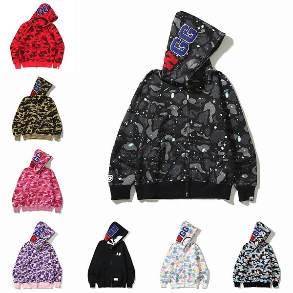 

23ss shark hoodies mens designer hoodies men women stylist jacket hoodie camouflage print outdoor casual sweatshirts for male size m-3xl, Black
