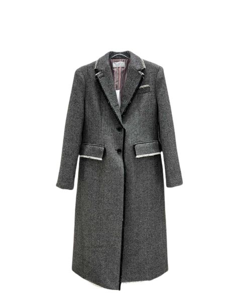 

women's outerwear & coatsvintage herringbone suit long coat, Black;brown