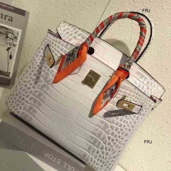 

designer bags birkin handbags herme have logo crocodile layer cowhide gold buckle platinum bag leather 2022 new womens fashion versatile han