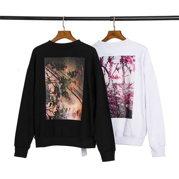 

hoodie jacket chao brand feel essentials double line flower high street round neck long sleeve sweater, Black;brown