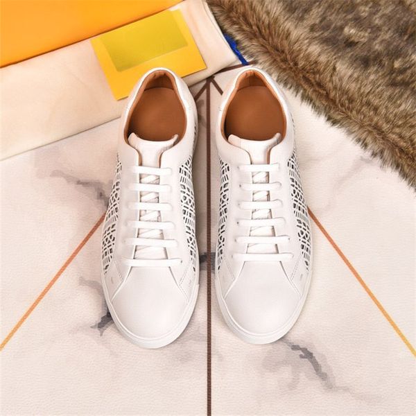 

men low-lace-up casual shoes hollowed out calfskin mesh sneakers size 38-45