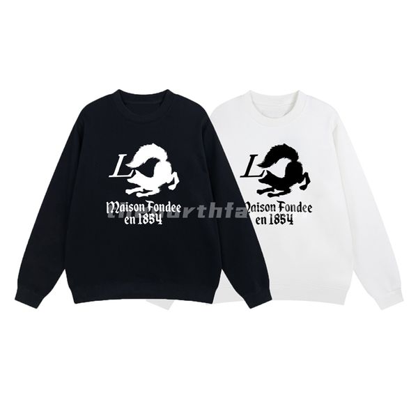 

luxury mens long sleeve sweatshirt fox simple letter print sweatshirt fashion brand designer crew neck pullover black white