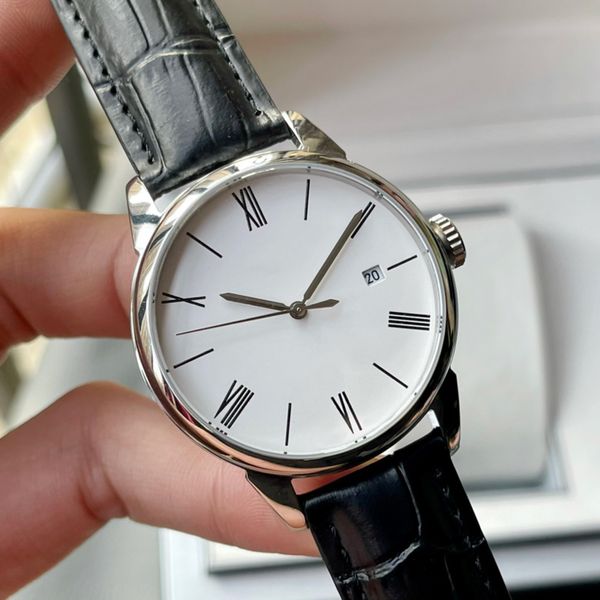 

watch men watch automatic mechanical 40mm watches leather business waterproof montre de luxe, Slivery;brown