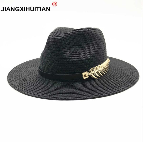 

stingy brim hats 2018 new summer british belt vintage trilby flat brimmed straw shading sun lady fashion beach jazz hat 0103, Blue;gray