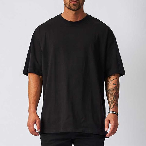 

men's t-shirts mens oversized fit short sleeve t-shirt with dropped shoulder loose hip hop fitness t shirt summer gym bodybuilding tee, White;black