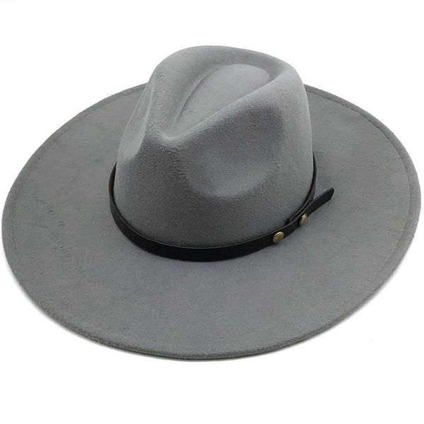 

stingy s black/gray wide brim simple church derby panama solid felt fedoras hat for men women artificial wool blend jazz cap 0103, Blue;gray
