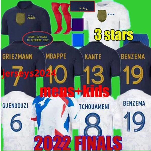 

22 23 benzema mbappe griezmann soccer jersey french final kante pogba kounde giroud guendouzi home away 24 world cup maillot de football shi, Black;yellow