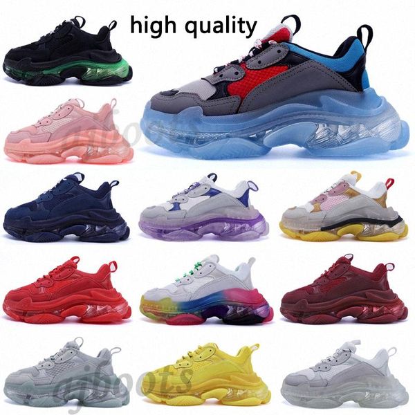 

with box designer balencaigaitys shoes men women designers triple s clear shoes sole platform casual paris 17fw old dad large increasing tr, Black