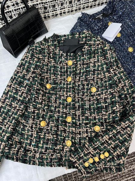 

balm 2023 women's brand jacket new women's autumn winter jacket fashion metal buckle logo tweed coat cardigan designer high-grade, Black;brown